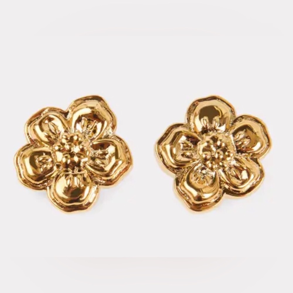 ⭐️Host Pick⭐️ Kenzo Paris Boke Brass Flower Earrings with gold tone finish NIB